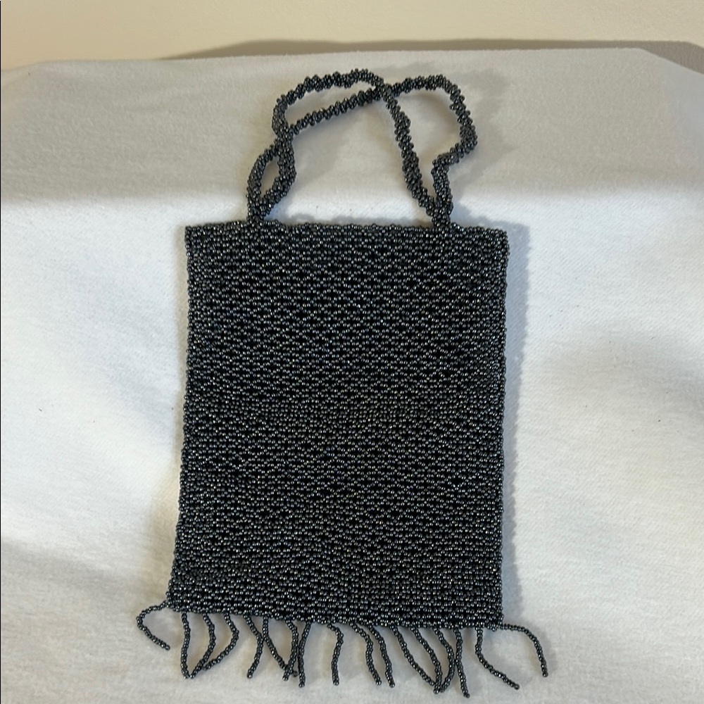 Elegant Black Beaded Women's Bag